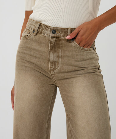 Esqualo Trousers wide leg garment dye - Light Caramel