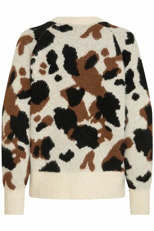 B-Young BYOMEA COW JUMPER - BIRCH COW JACQAURD