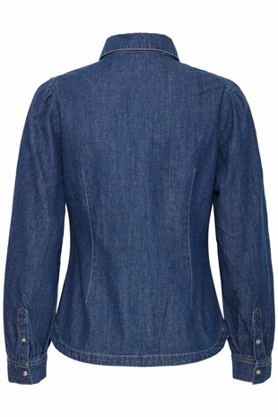 B-Young BYLUVA PUFF SHIRT - Mid Blue Denim - Blue