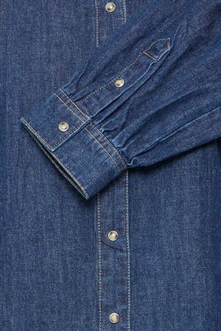 B-Young BYLUVA PUFF SHIRT - Mid Blue Denim - Blue
