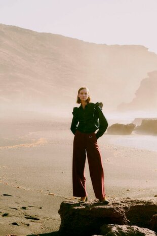 B-Young BYDANTA WIDE LEG PANTS - Roan Rouge Mel