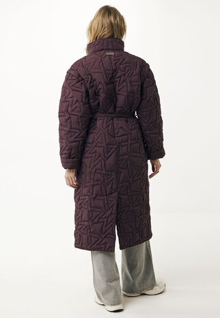 Mexx Logo quilted long coat I Dark Red