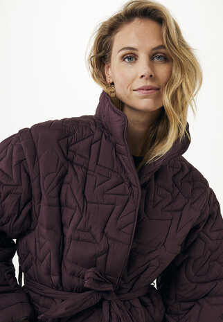 Mexx Logo quilted long coat I Dark Red
