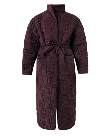 Mexx Logo quilted long coat I Dark Red