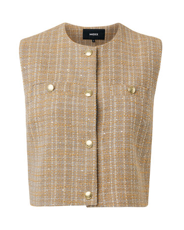 Mexx Gilet Sleeveless Tweed Taupe