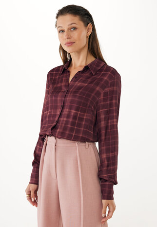 Mexx Satin printed check blouse