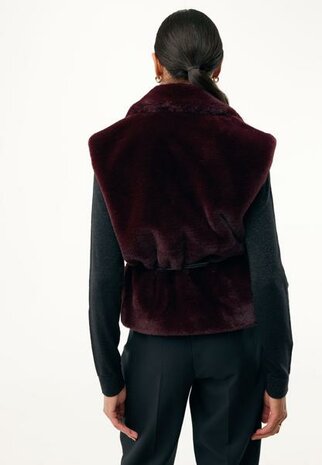 Mexx Fur belted waistcoat I Dark Red