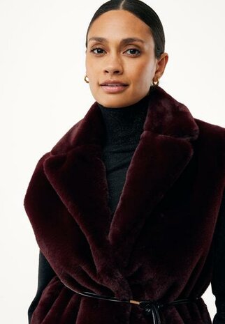 Mexx Fur belted waistcoat I Dark Red