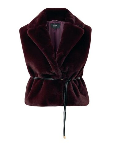 Mexx Fur belted waistcoat I Dark Red
