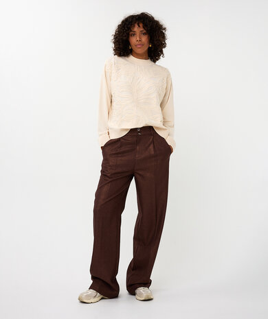 Esqualo Trousers shiny twill - Chocolate