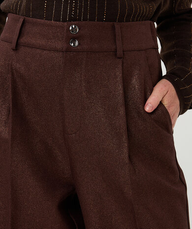 Esqualo Trousers shiny twill - Chocolate