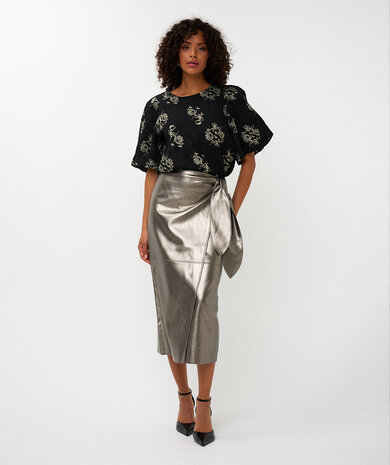 Esqualo Top jacquard puff slve - Black