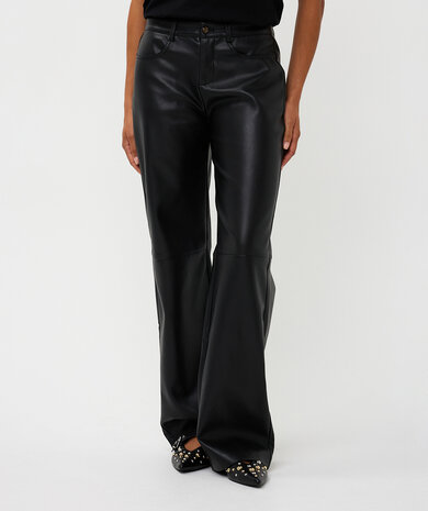 Esqualo Trousers wide leg PU -Black