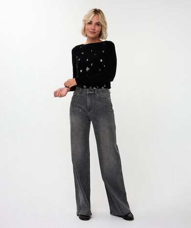Esqualo Trousers jeans wide leg I Grey