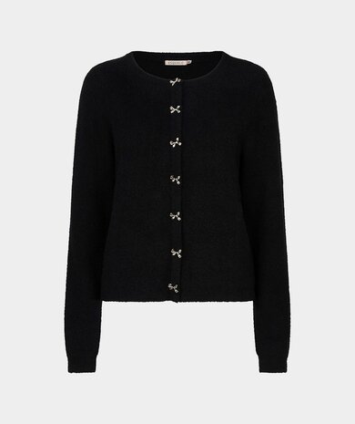 Esqualo Sweater bow button fake placket I Black