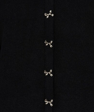 Esqualo Sweater bow button fake placket I Black