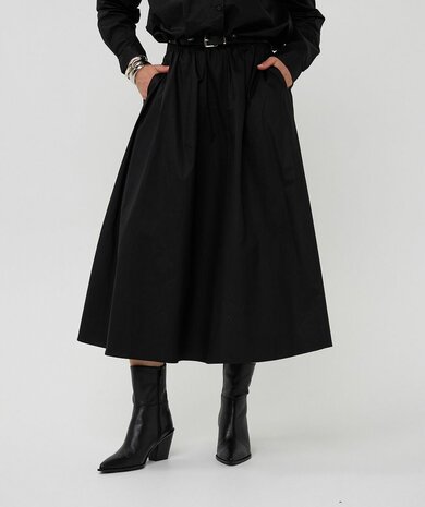 ESQUALO Skirt long poplin pockets poplin I Black