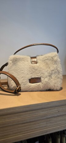 CT Leo Handtasje beige imitatiebont afgewerkt met bruin leder