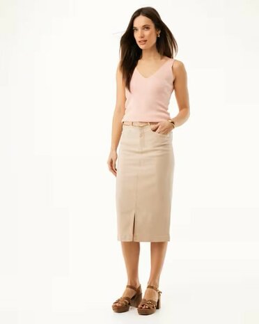 Mexx Denim midi skirt I Light sand
