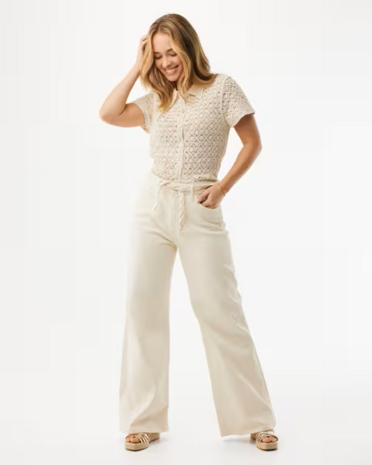 Mexx Crochet polo top I Light Sand