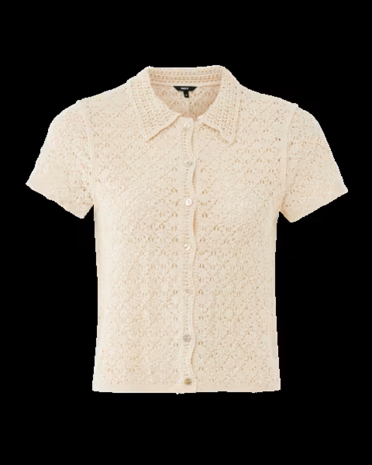 Mexx Crochet polo top I Light Sand