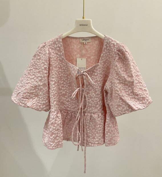 Vestje / Blouse bloem I poederig roos
