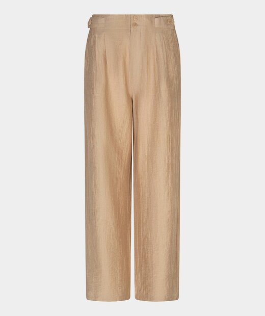 Esqualo Trousers wide light crinkle I Sand