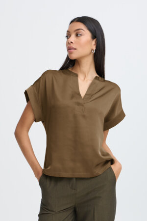 B-Young Byselita V Placket Neck | Sepia 