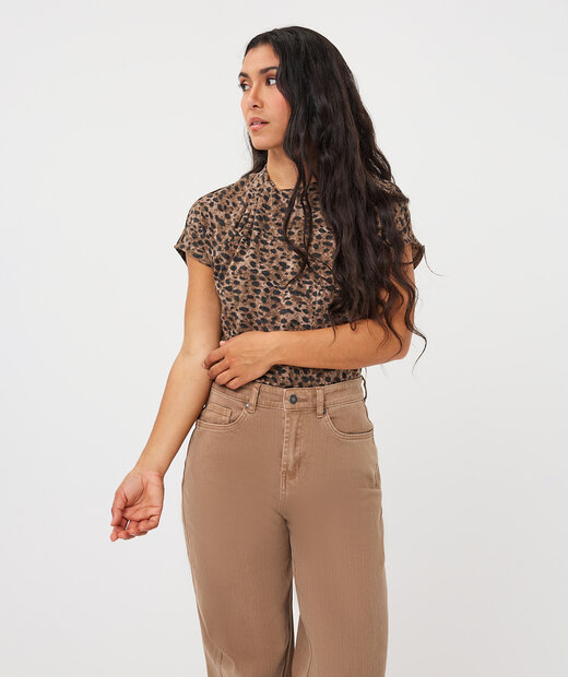 EsQualo Top Twist Detail | Leopard