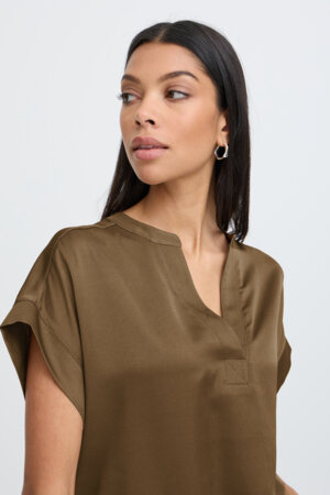 B-Young Byselita V Placket Neck | Sepia 