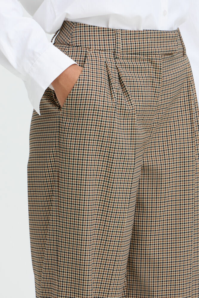 B-Young Byestolo Pants | Sepia Check - Green