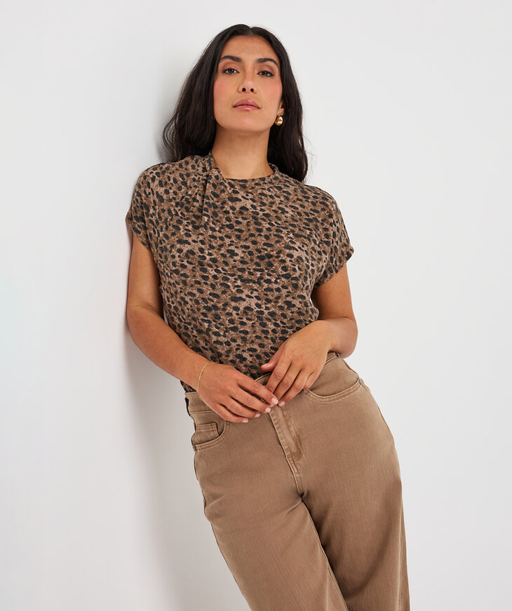 EsQualo Top Twist Detail | Leopard