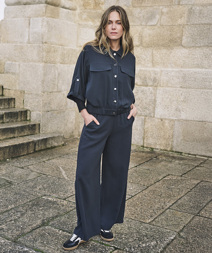 EsQualo Trousers Wide Acetate | Wijde Broek