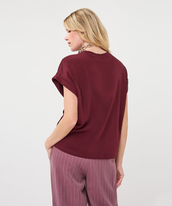 EsQualo T-shirt Roll Up Sleeve | Satin Look