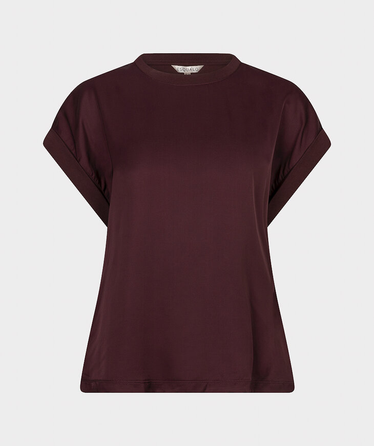 EsQualo T-shirt Roll Up Sleeve | Satin Look