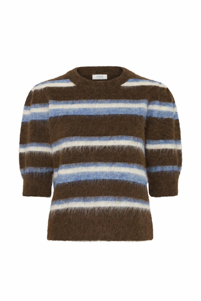 B-Young Bymilou SS Jumper | Potting Soil Mel. Stripe