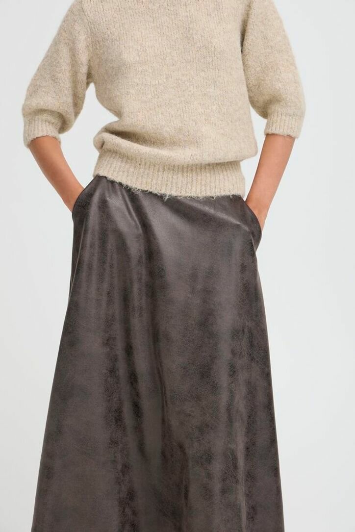 B-Young Bydimion Skirt | Brown Vegan Leather