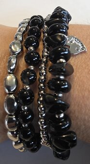 KN Armband 4delig I Zilver-Black
