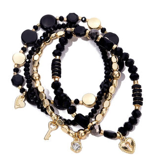 KN Armband 4delig I Black-Gold