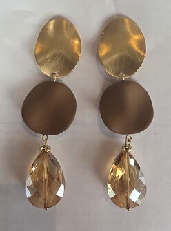 KN Oorhanger 3 delig I Gold-Hazelnut