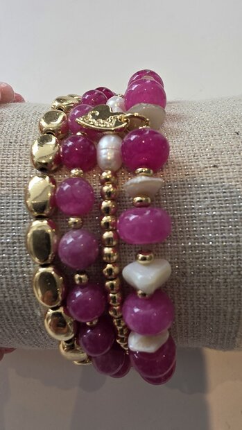 KN Armband 4delig I Bubbelgum pink