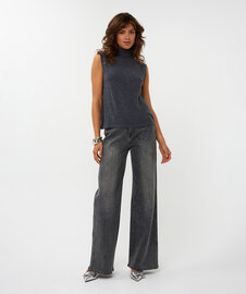 Esqualo Trousers jeans wide leg I Grey